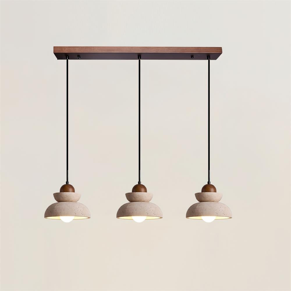 Pendelleuchte Travertin Lampenschirm aus Holz modern skandinavisch Beige Walnuss