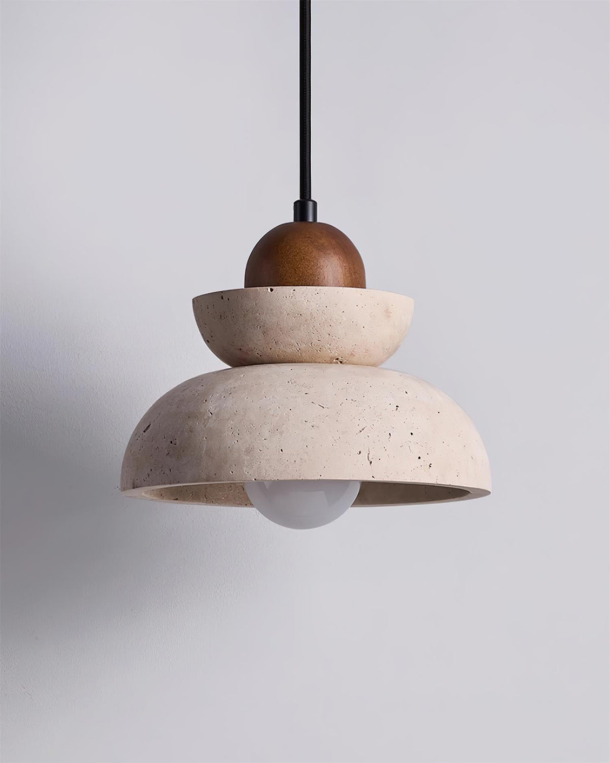 Pendelleuchte Travertin Lampenschirm aus Holz modern skandinavisch Beige Walnuss