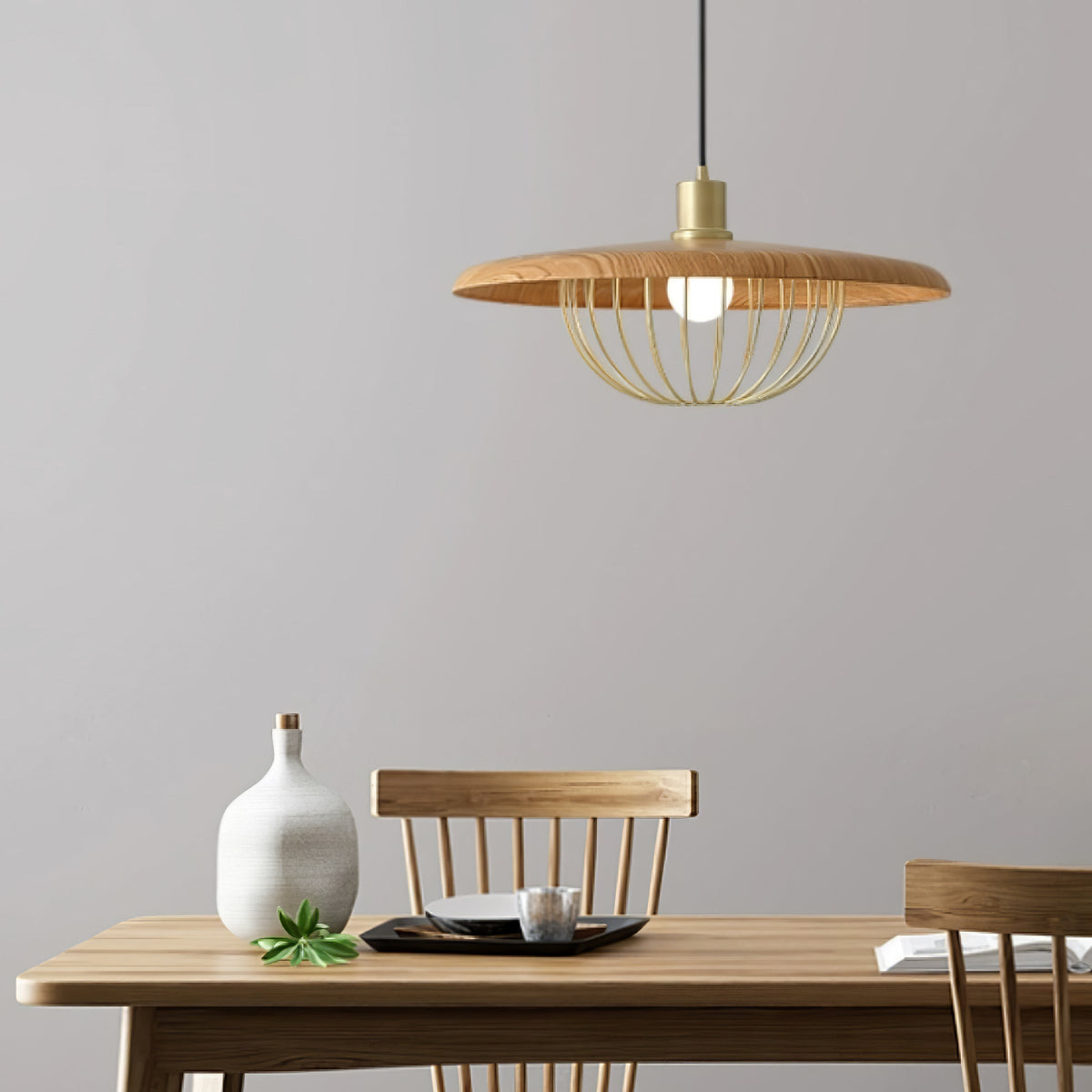 Rinoira Retro-Vintage-Pendelleuchte aus Holz