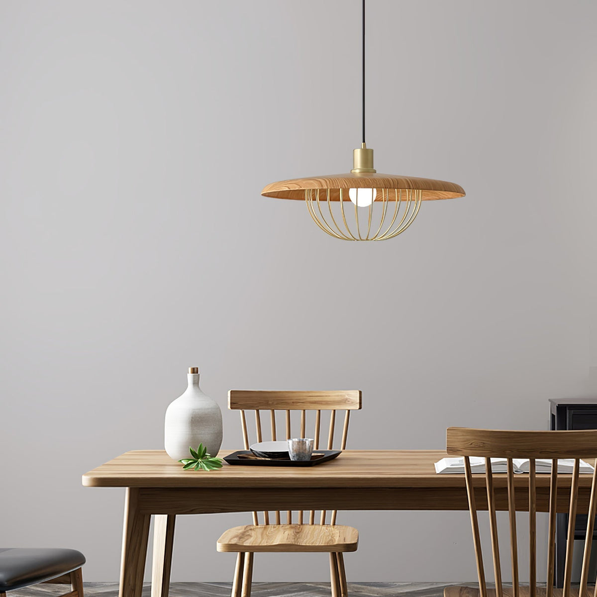 Rinoira Retro-Vintage-Pendelleuchte aus Holz