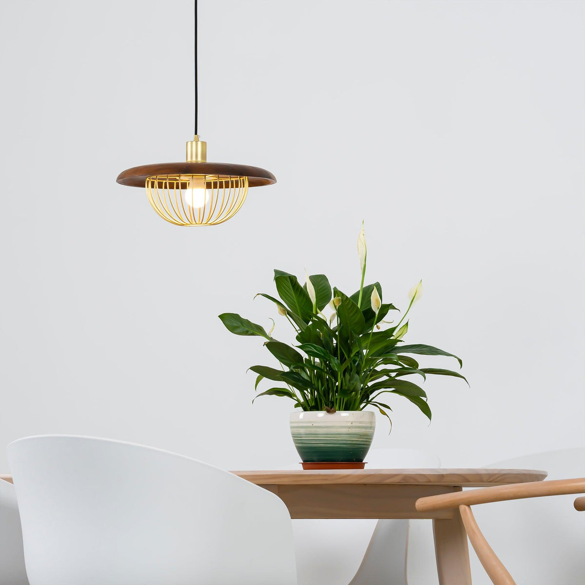 Rinoira Retro-Vintage-Pendelleuchte aus Holz
