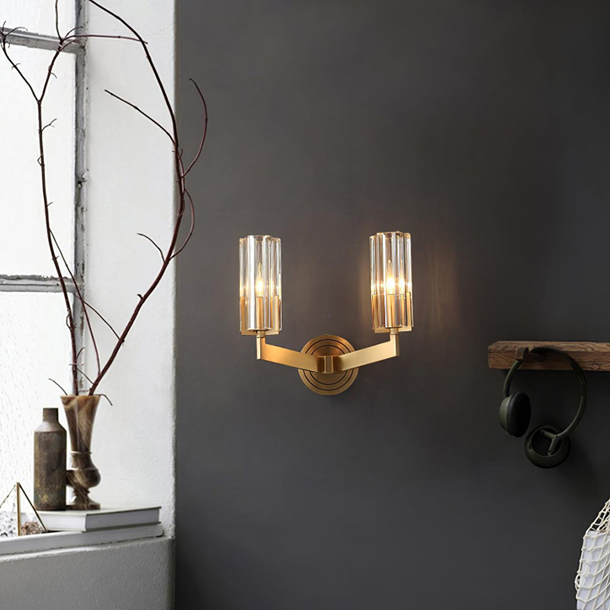 Coen Premium Elegance Messing-Glas-Wandleuchte