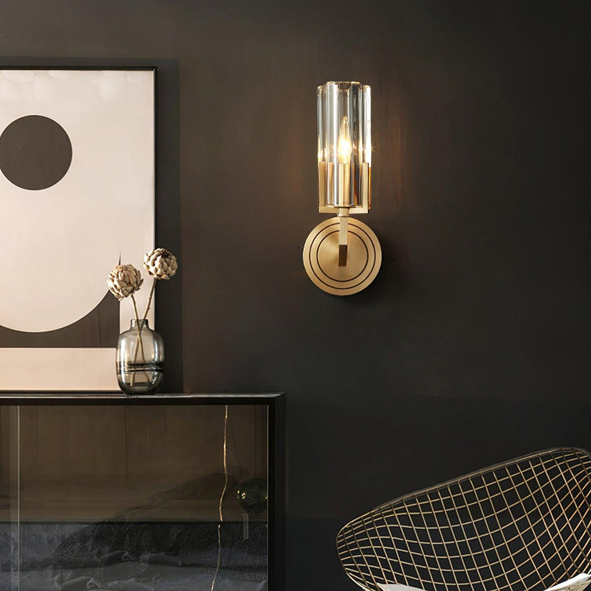 Coen Premium Elegance Messing-Glas-Wandleuchte