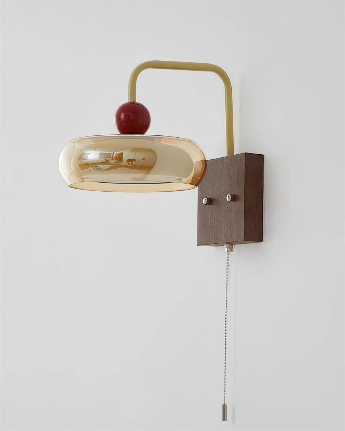 Lumiva Wandleuchte Retro & Glas Holz Zugkette