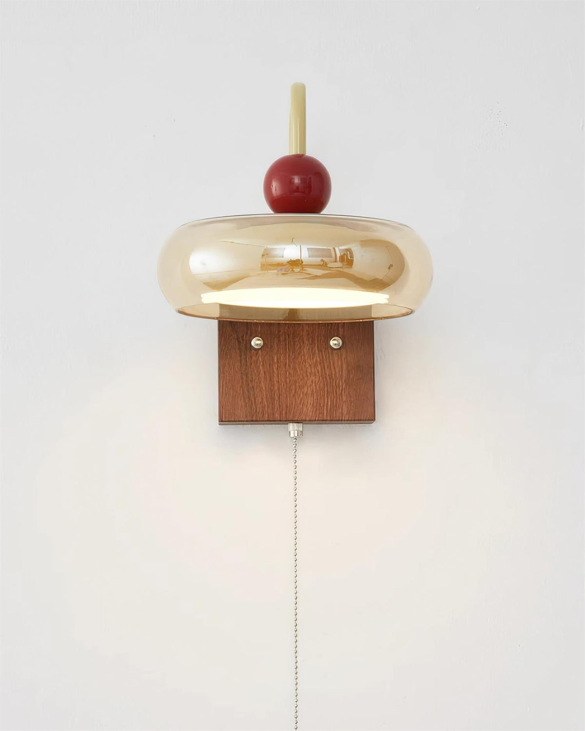 Lumiva Wandleuchte Retro & Glas Holz Zugkette