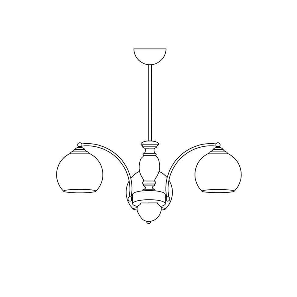 Kronleuchter Glasschirme Metallrahmen Holzakzente Mid-Century Calm