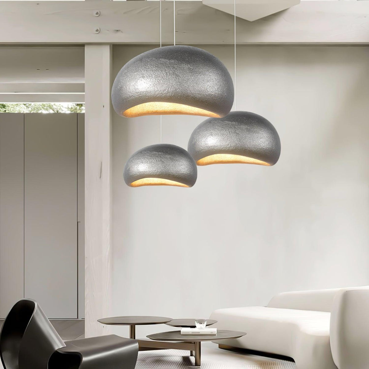 Hängeleuchte Pebble-Inspiration organische Form sanfter Glanz modern künstlerisch