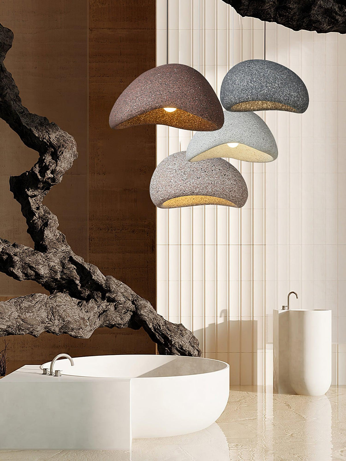 Tsukiyo Pendelleuchte im Wabi-Sabi-Stil mit Wolken-Design