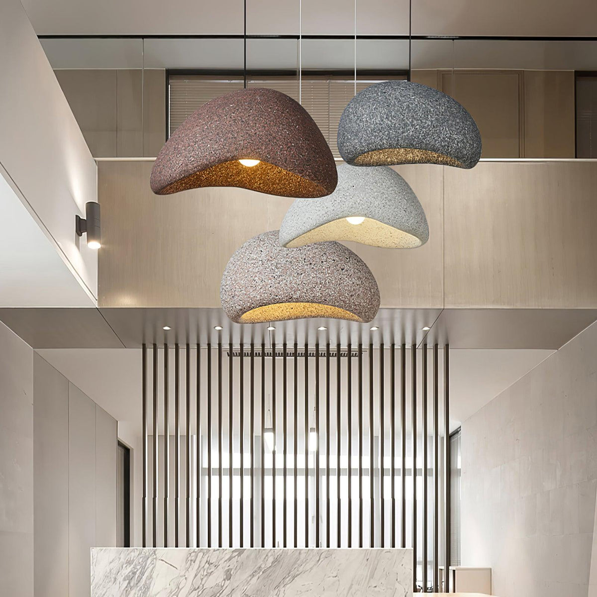 Tsukiyo Pendelleuchte im Wabi-Sabi-Stil mit Wolken-Design