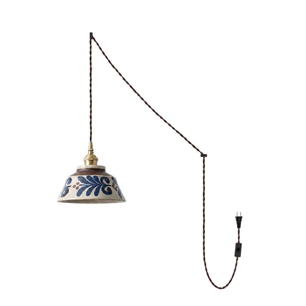 Indigo Pendelleuchte mit Stecker Chrysanthemum