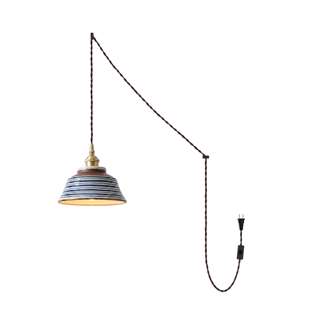 Indigo Pendelleuchte mit Stecker Chrysanthemum