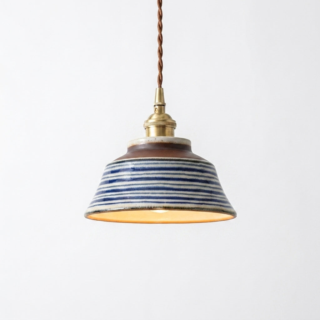 Indigo Pendelleuchte mit Stecker Chrysanthemum