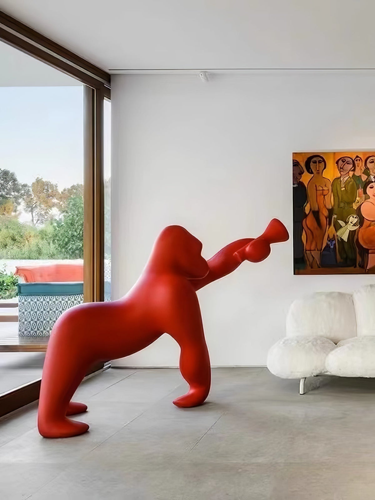 Zasolil Kunstharz Gorilla Stehleuchte