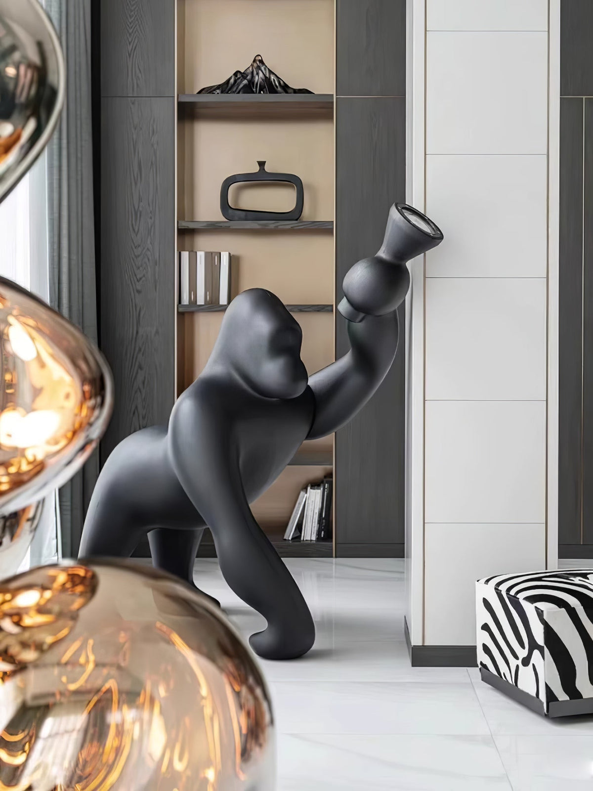 Zasolil Kunstharz Gorilla Stehleuchte