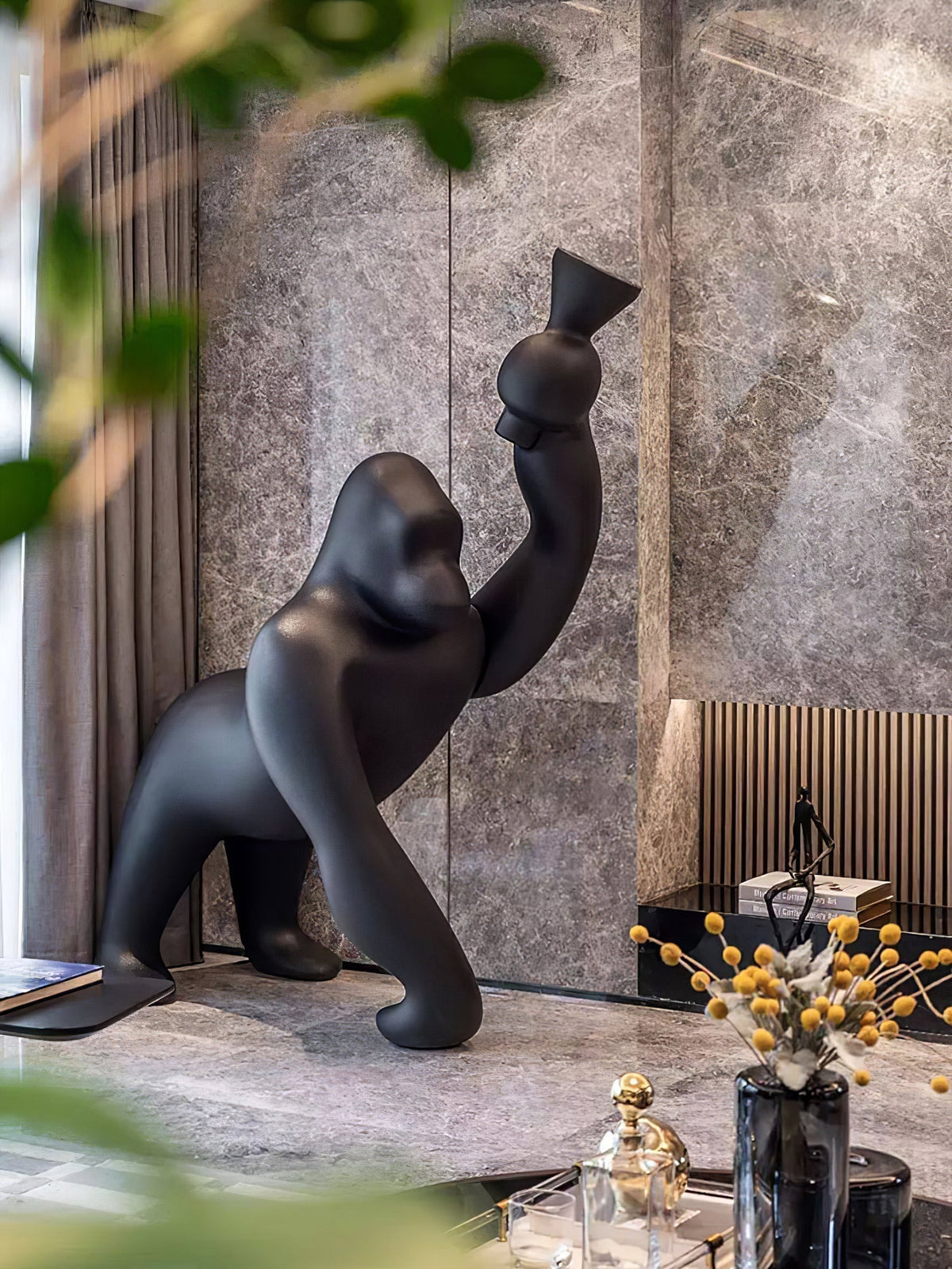 Zasolil Kunstharz Gorilla Stehleuchte