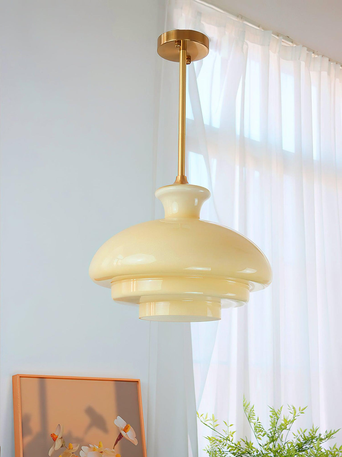 Sunbeam moderne Pendelleuchte aus Glas in Gelb