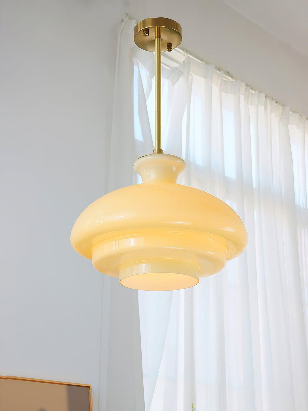 Sunbeam moderne Pendelleuchte aus Glas in Gelb