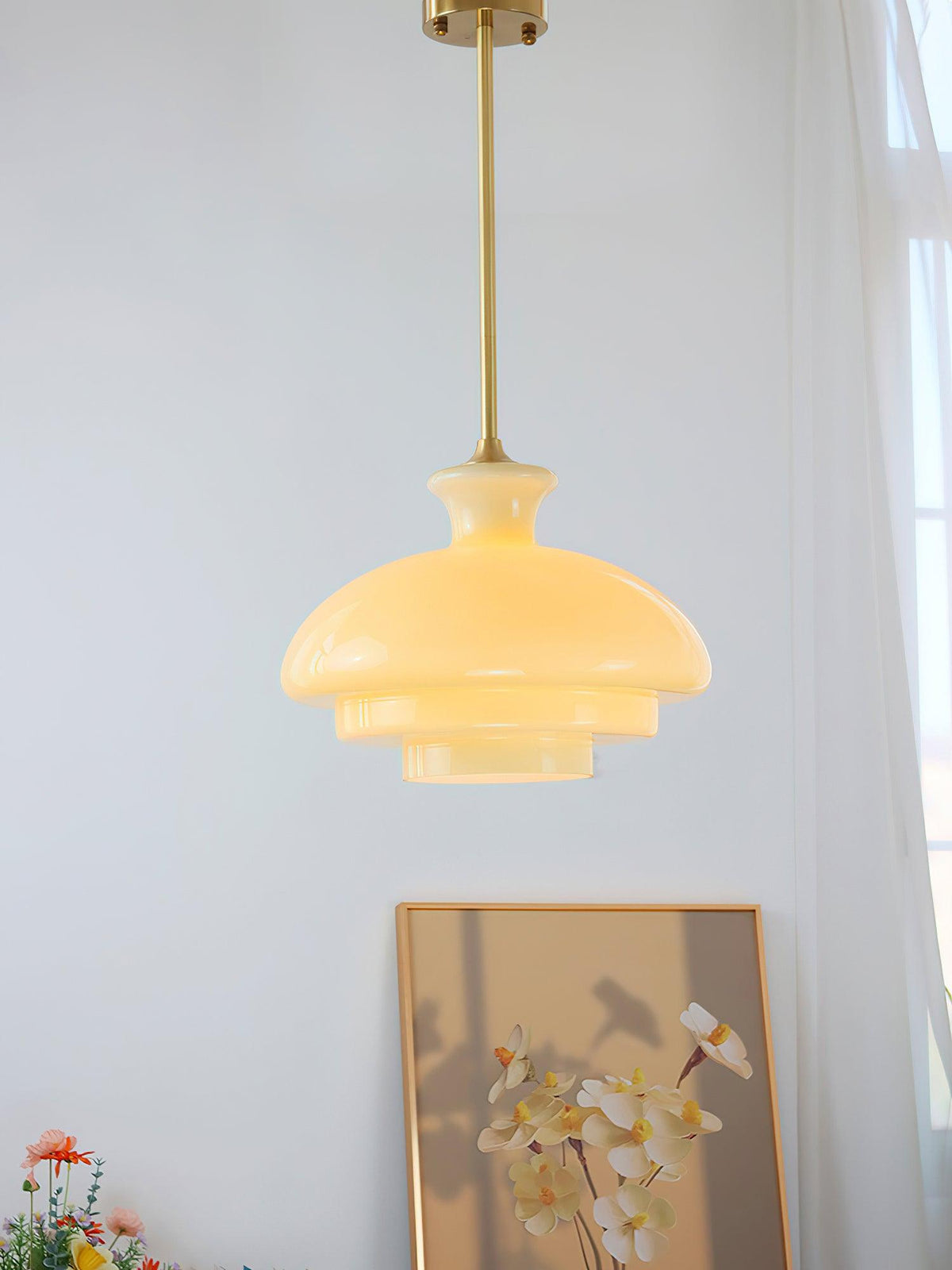 Sunbeam moderne Pendelleuchte aus Glas in Gelb