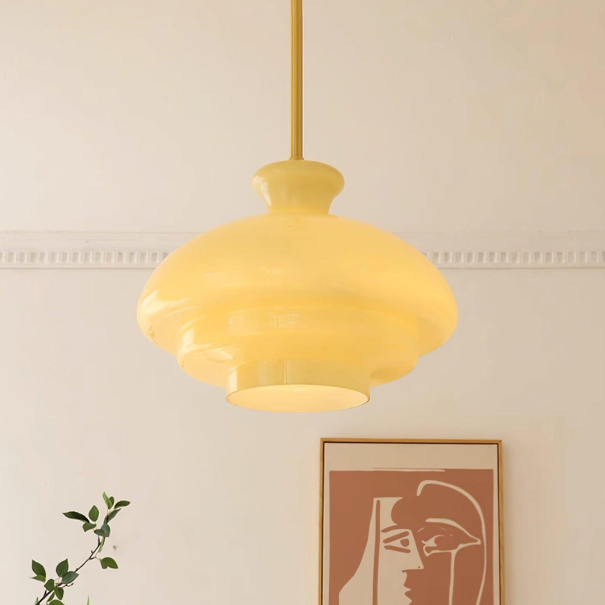 Sunbeam moderne Pendelleuchte aus Glas in Gelb