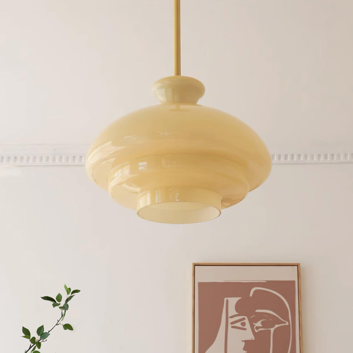 Sunbeam moderne Pendelleuchte aus Glas in Gelb