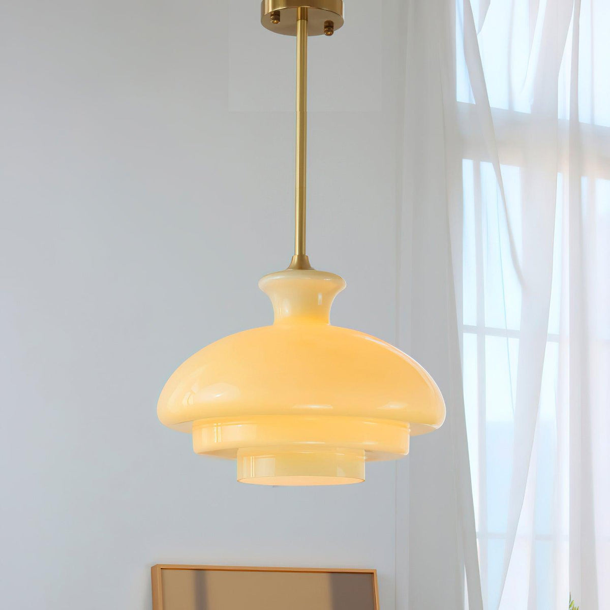Sunbeam moderne Pendelleuchte aus Glas in Gelb