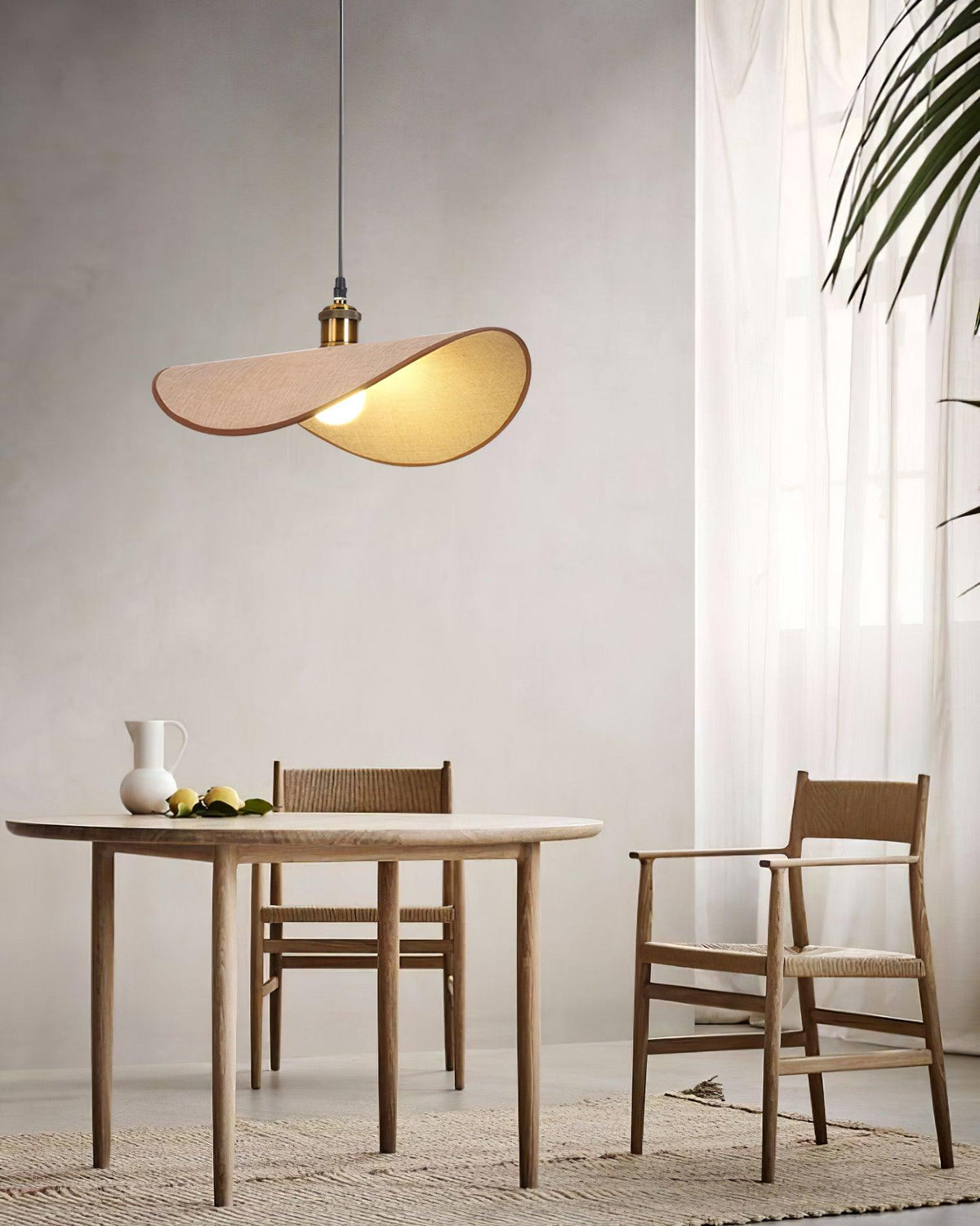 Mirelle Pendelleuchte Leinen-Stoff-Lampenschirm Holz Minimalistisch