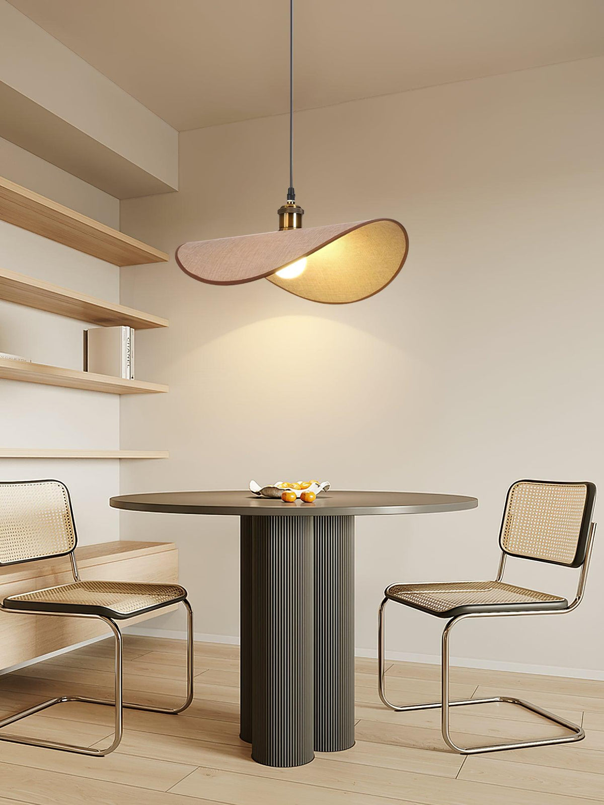 Mirelle Pendelleuchte Leinen-Stoff-Lampenschirm Holz Minimalistisch
