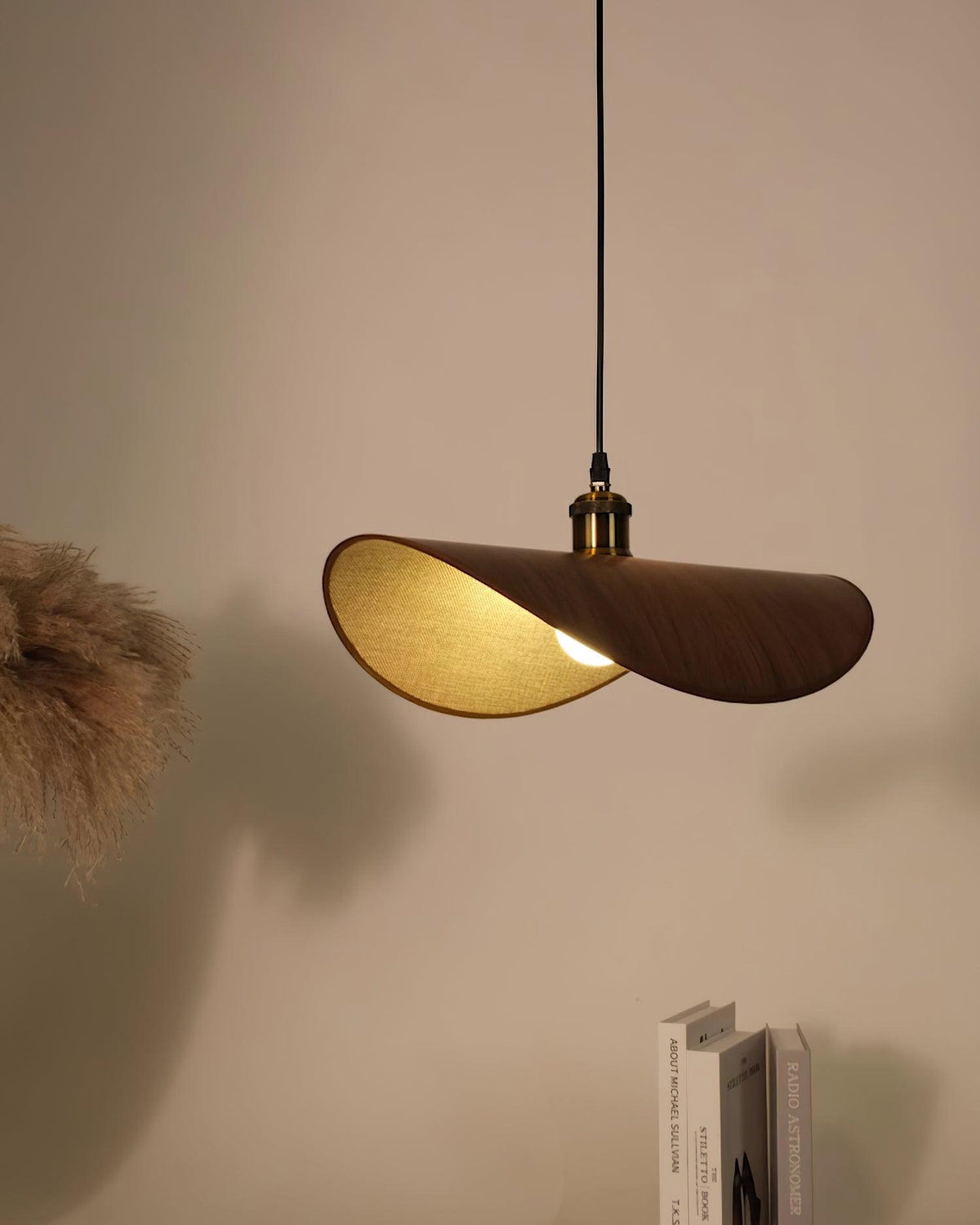 Mirelle Pendelleuchte Leinen-Stoff-Lampenschirm Holz Minimalistisch