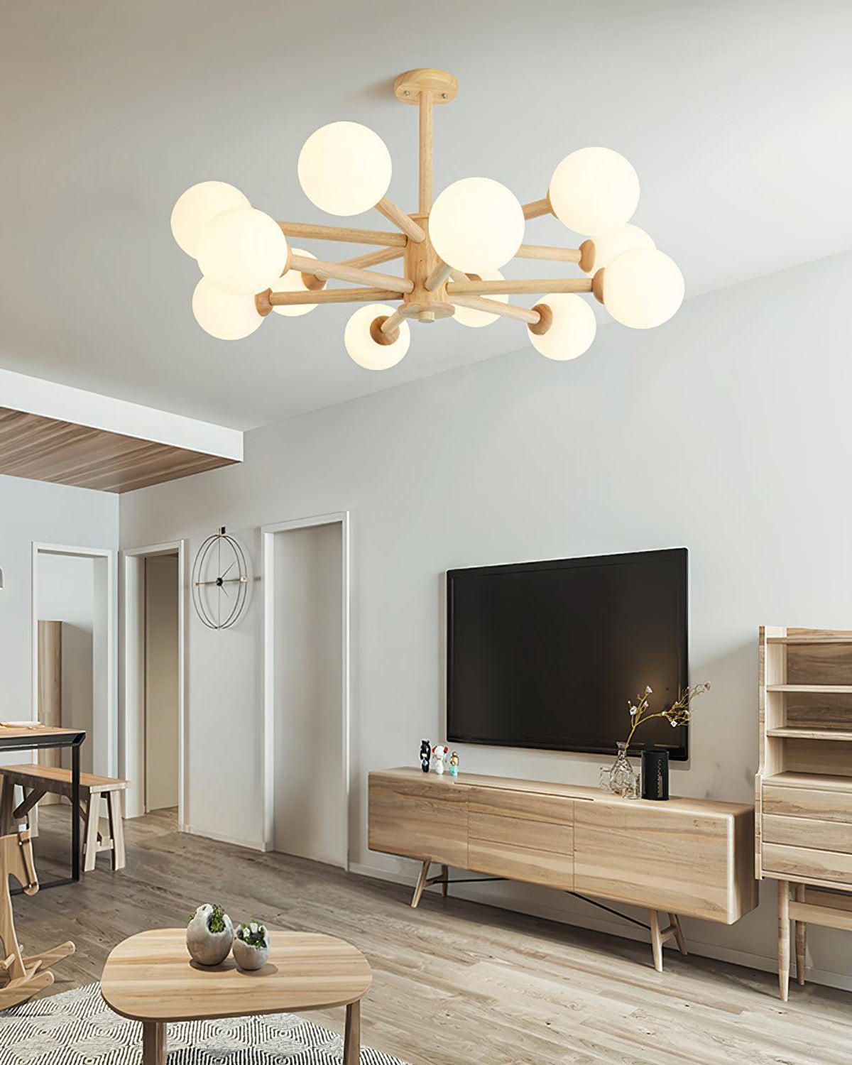 Kalds Kronleuchter Holzkugel Minimalistisch Natürlich