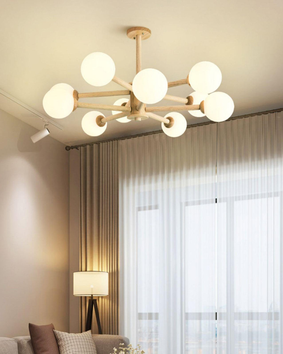 Kalds Kronleuchter Holzkugel Minimalistisch Natürlich