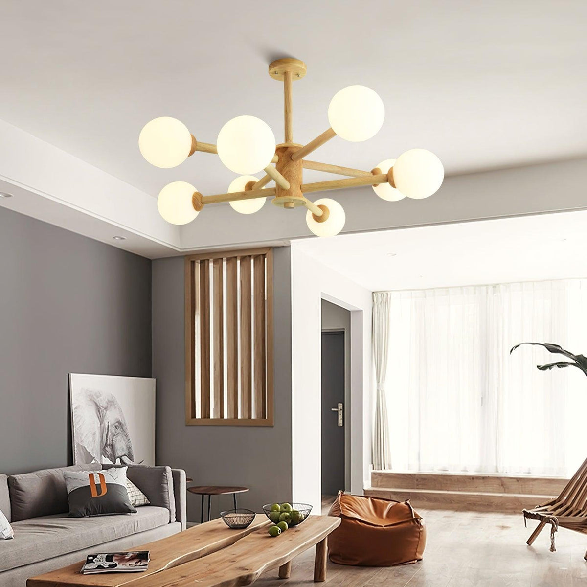 Kalds Kronleuchter Holzkugel Minimalistisch Natürlich