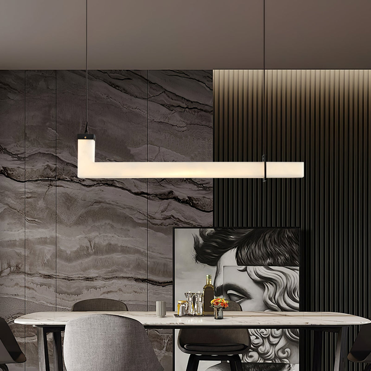 Nivienne lineare Pendelleuchte aus Alabaster