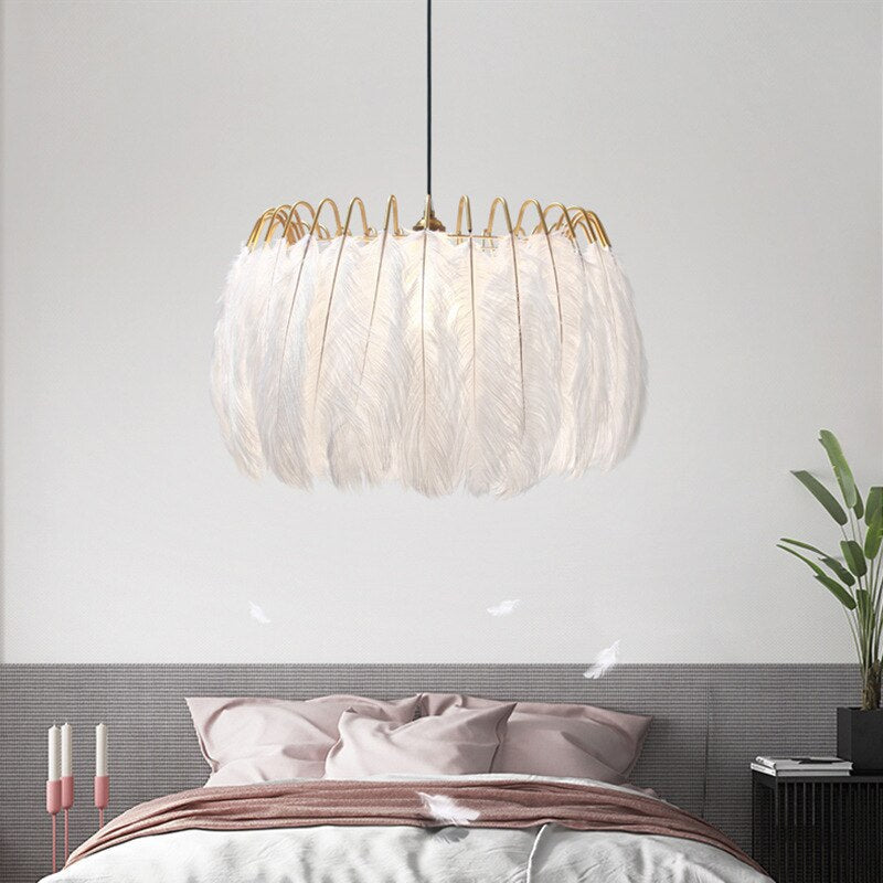 O'Moore Modern LED Pendelleuchte Schwarz/Weiß Wohnzimmer Metall/Feder