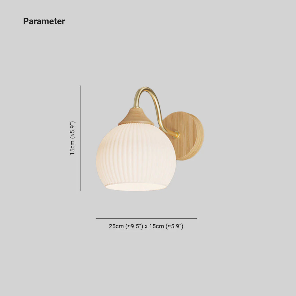 Muto Nordic LED Innenwandleuchte Glas Holz Schlaf Wohnzimmer