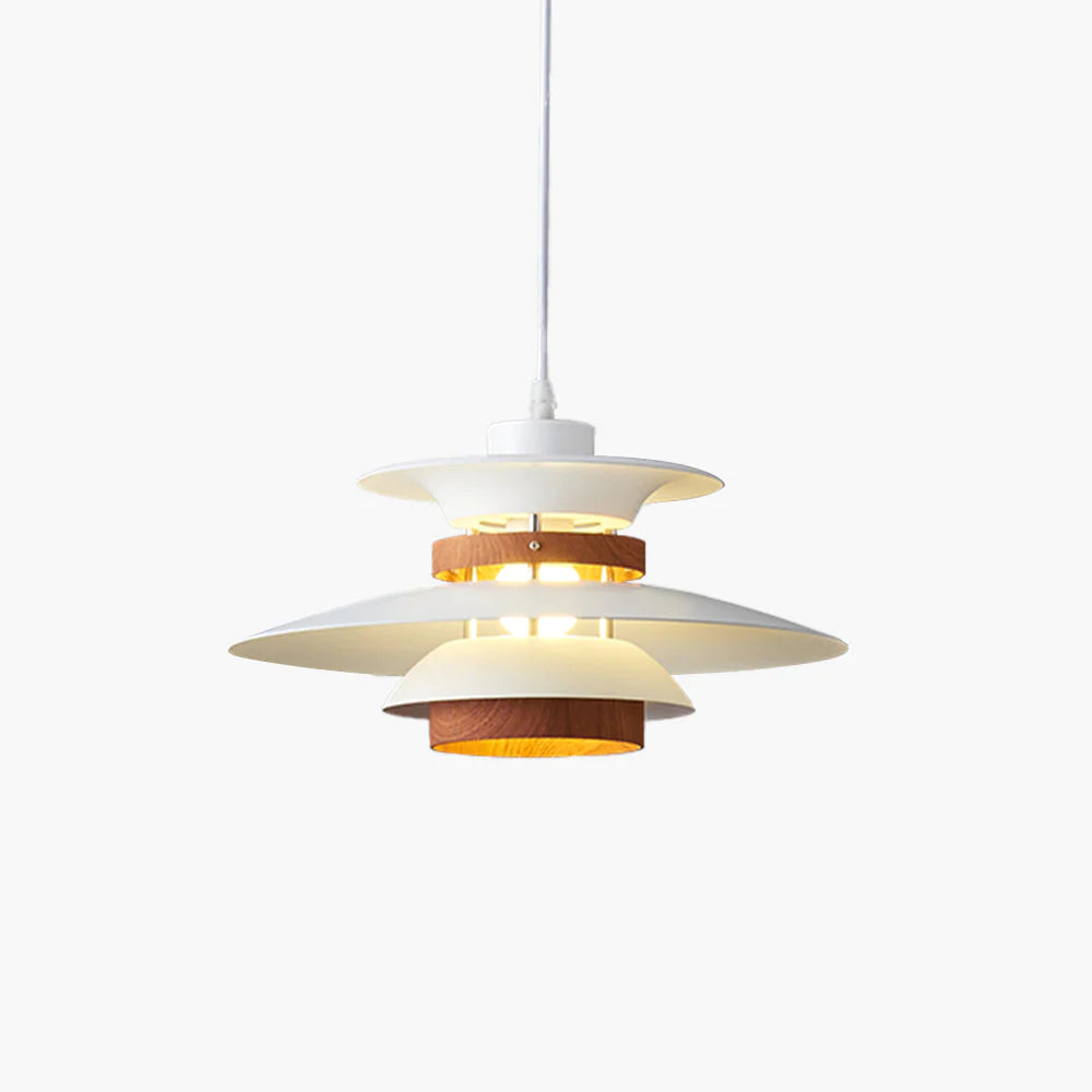 Valentina Modern Pendelleuchte Schwarz Weiß Holz Metall Esszimmer