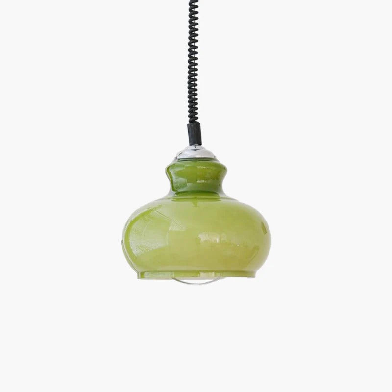 Valentina Retro LED Pendelleuchte Grün Weiß Orange Glas Wohnzimmer
