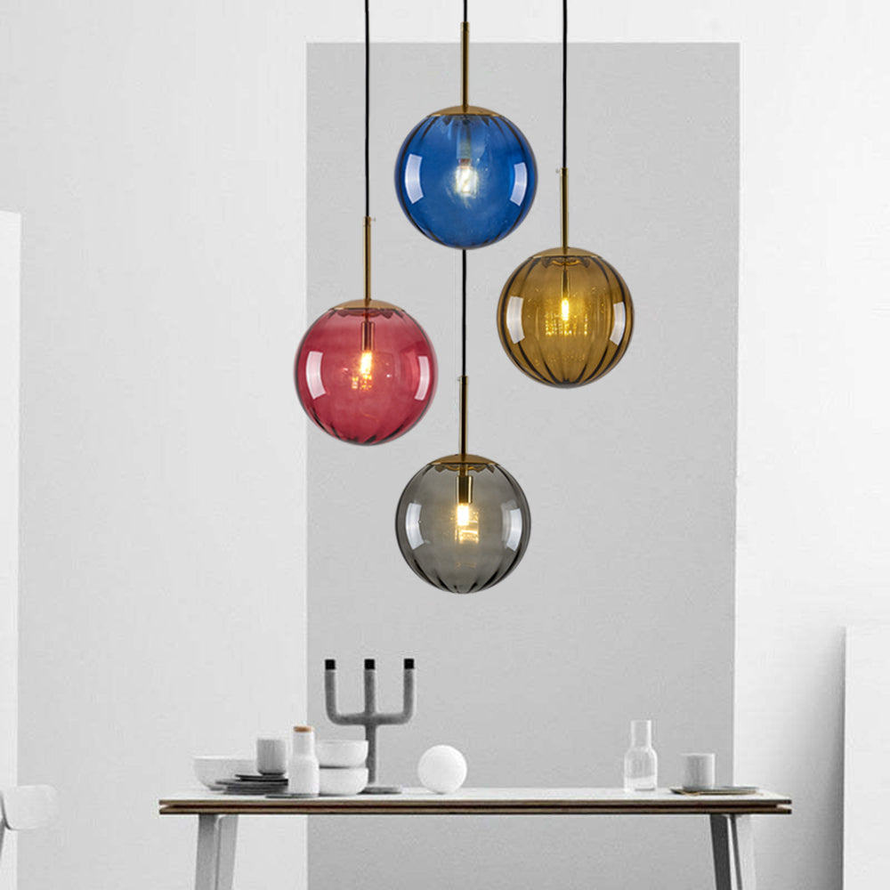 Valentina Modern Glaskugel LED Pendelleuchte Grau/Blau/Rot/Kaffee/Bernsteinfarben Esstisch Glas Metall