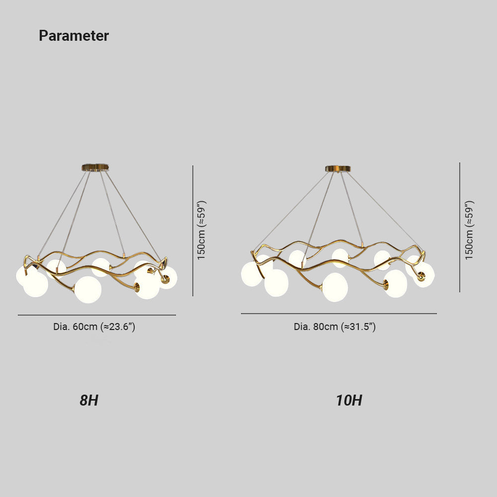 Valentina Moderne LED Pendelleuchte Wohnzimmer/Schlafzimmer Weiß/Gold