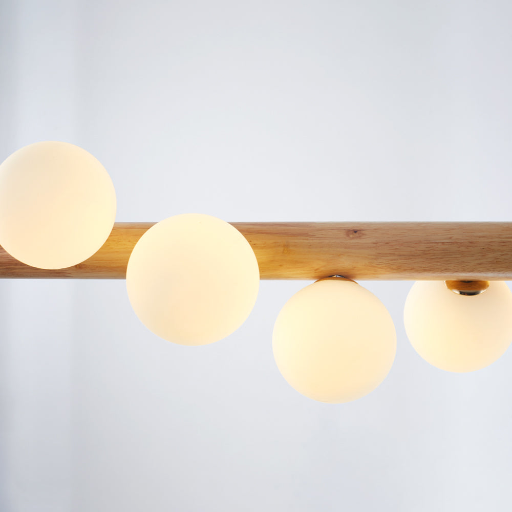 Valentina Design LED Pendelleuchte Kugel Linear EssWohn/Schlafzimmer Holz/Glas