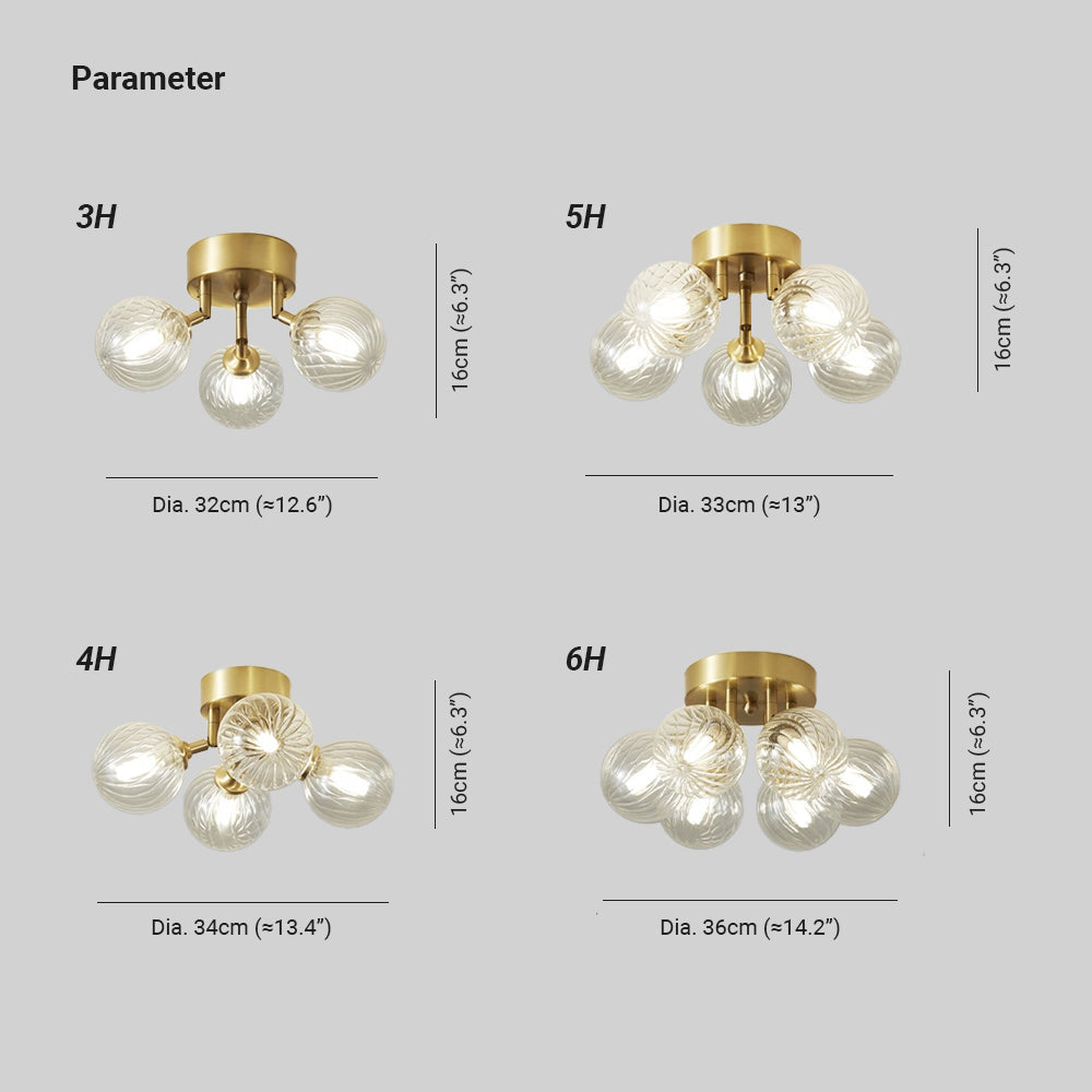 Valentina Vintage Denkenleuchte Kugel Ess/Wohnzimmer Gold Metall/Glas