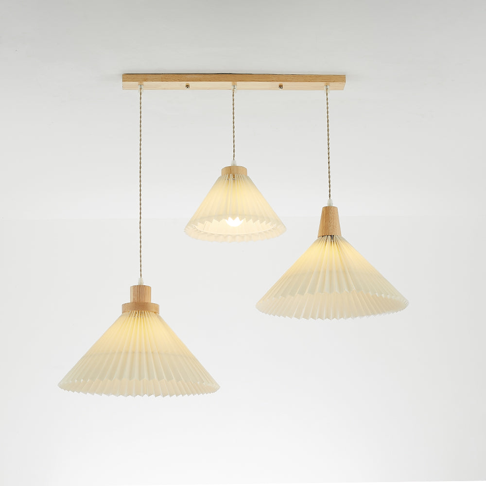 Muto Moderne LED Pendelleuchte Schlafzimmer/Wohnzimmer Weiß Holz