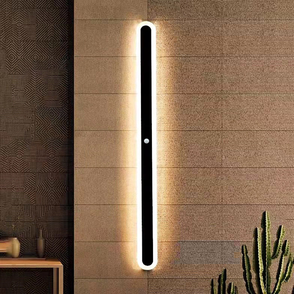 Arisha Linear LED Dimmbar Außenwandleuchte Schwarz Flur Terrasse Metall