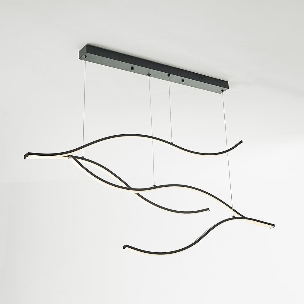 Arisha LED Pendelleuchte Linear Esszimmer, Schwarz/Gold, Metall