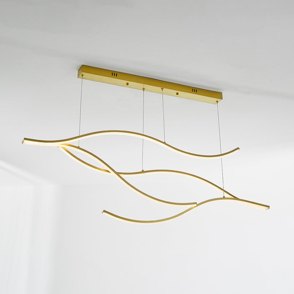 Arisha LED Pendelleuchte Linear Esszimmer, Schwarz/Gold, Metall