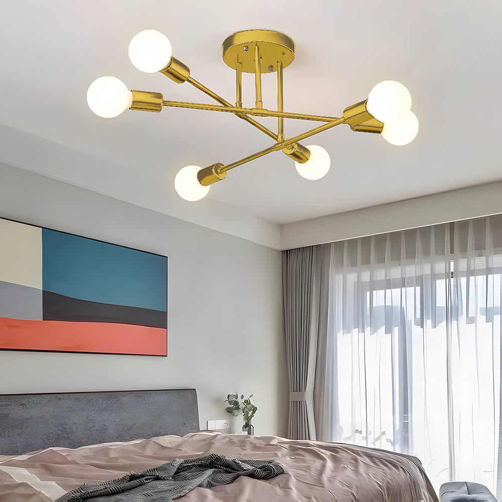 Valentina Deckenleuchte Schlichte Kugel Schwarz/Gold Wohnzimmer