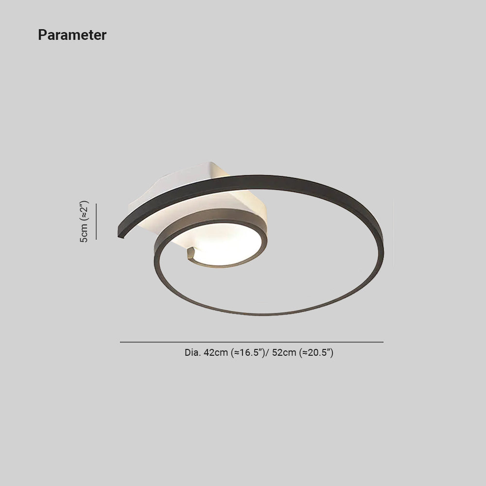 Arisha Modern Spiral Linear LED Deckenleuchte Schwarz/Weiß Schlaf/Wohnzimmer Metall