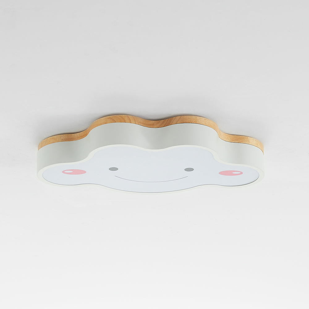 Aria Modern LED Deckenleuchte Dimmbar Kinderzimmer Wolke Weiß Holz