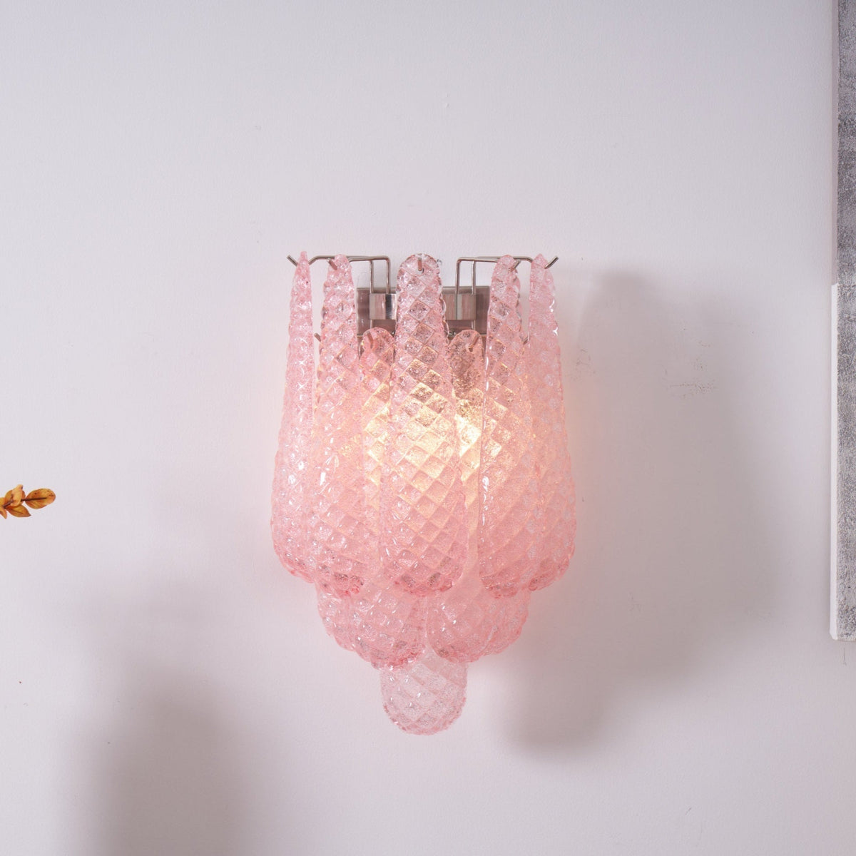 Liorelaria Wandleuchte Pink Tränenform-Glas Florale Kunst
