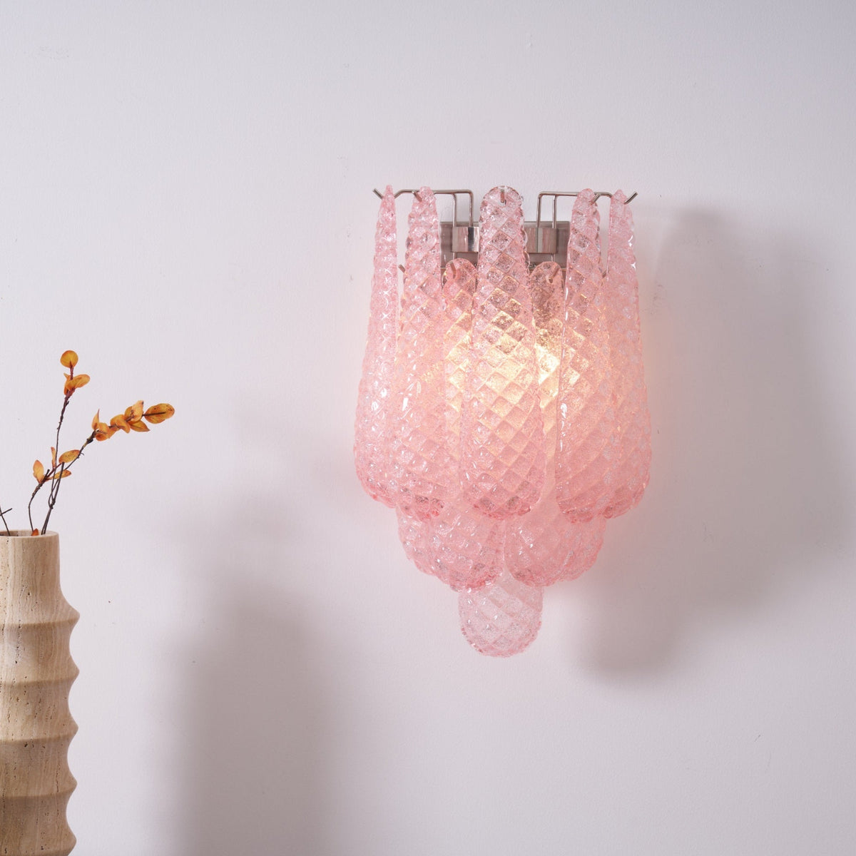 Liorelaria Wandleuchte Pink Tränenform-Glas Florale Kunst