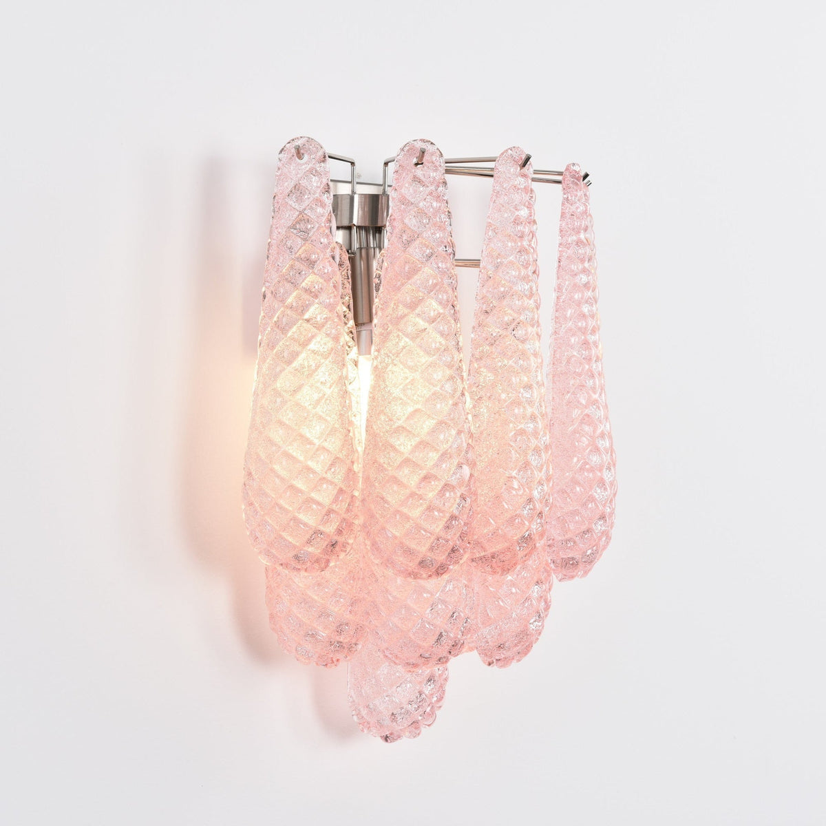 Liorelaria Wandleuchte Pink Tränenform-Glas Florale Kunst
